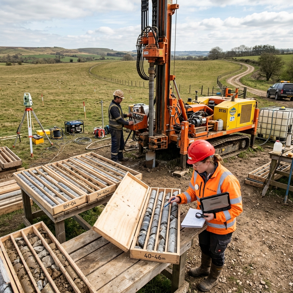 Geoložka v terénu — průzkum a vzorky
