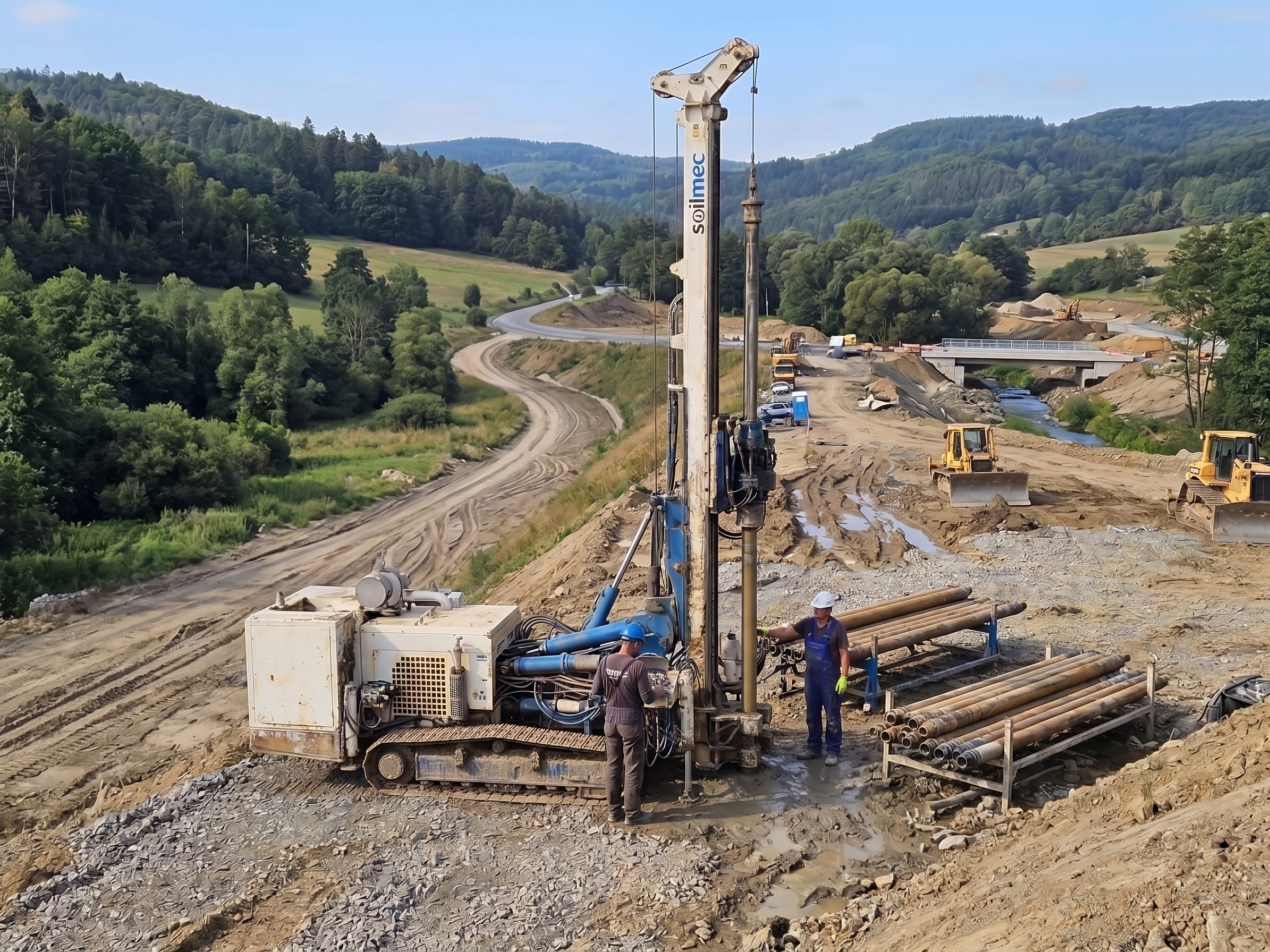 Vrtná souprava Soilmec SM-14 v terénu