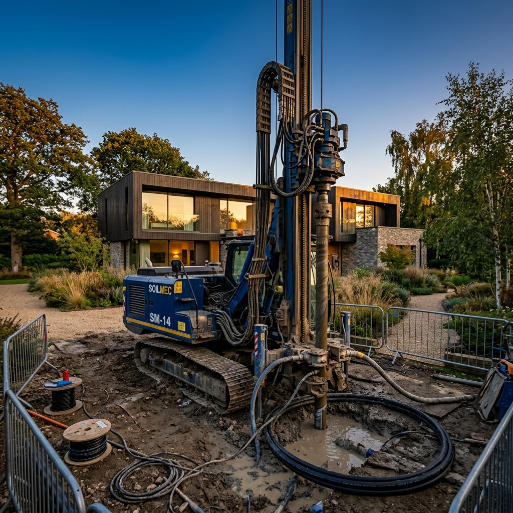 Vrt pro tepelné čerpadlo u rodinného domu